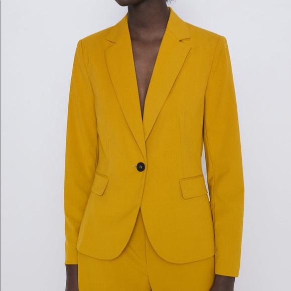 zara mustard blazer